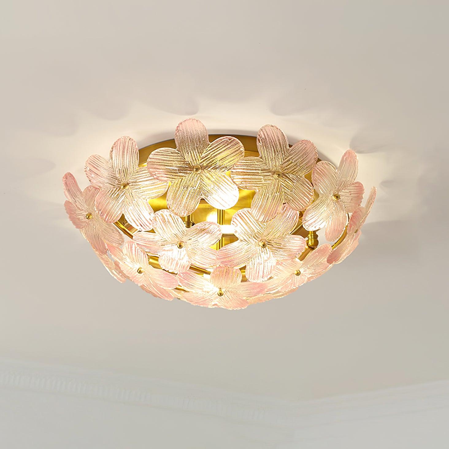 Anan Lustre Plafonnier Floral Verre Pêche - Neutralighting