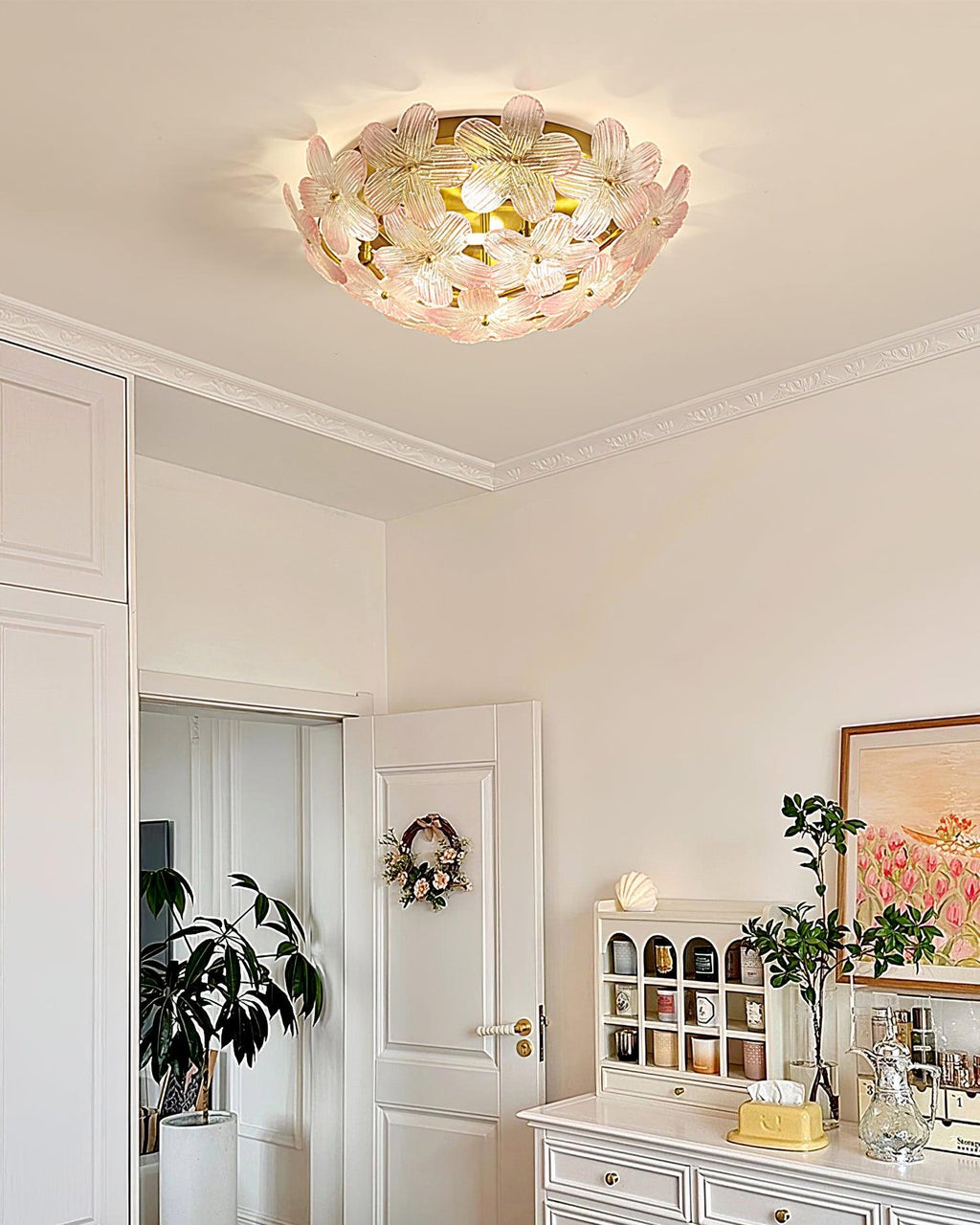 Anan Plafonnier Verre Pétale Couronne Romantique - Neutralighting