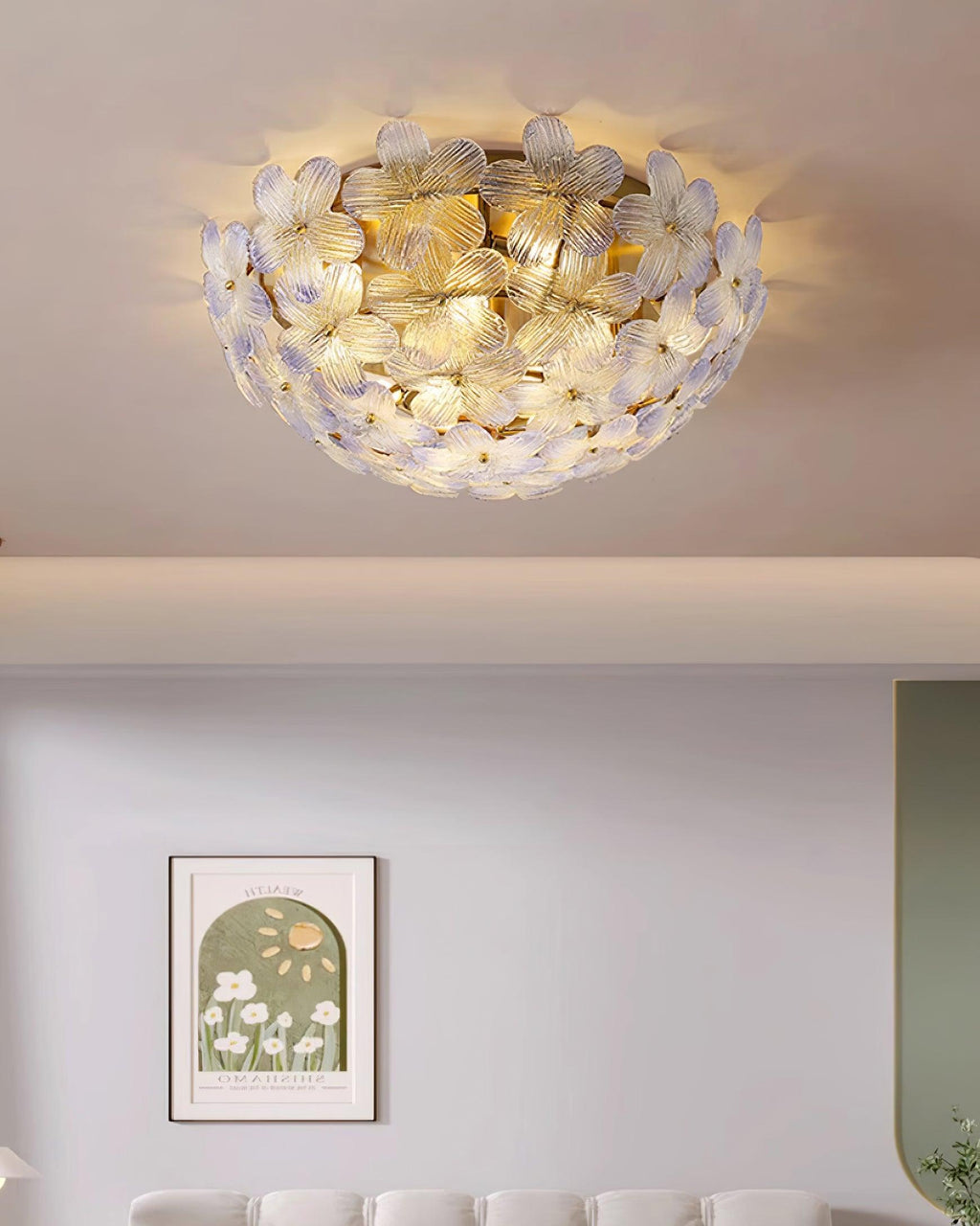 Anan Lustre Plafonnier Floral Verre Pêche - Neutralighting