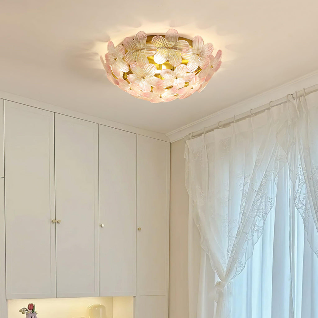 Anan Lustre Plafonnier Floral Verre Pêche - Neutralighting
