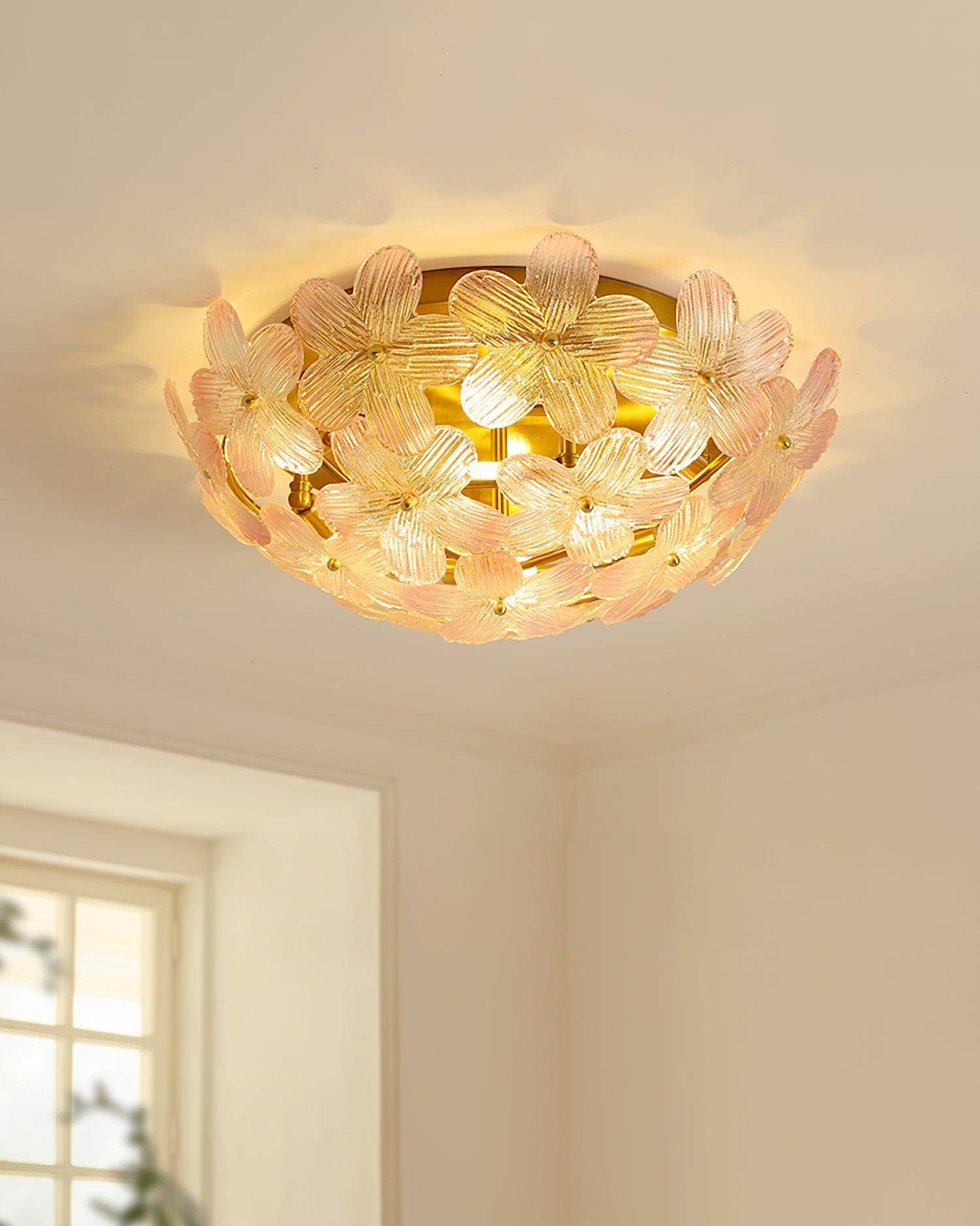 Anan Lustre Plafonnier Floral Verre Pêche - Neutralighting