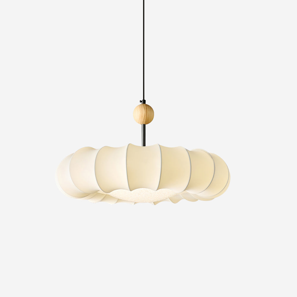 Virelli Lampe Pendante Abat-jour en Tissu Pétale Perle en Bois Wabi-Sabi Organique Cozy - Neutralighting