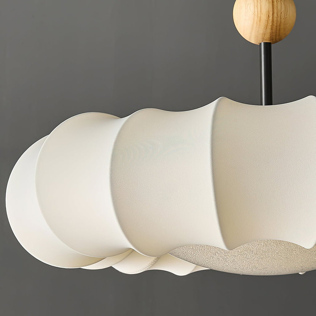 Virelli Lampe Pendante Abat-jour en Tissu Pétale Perle en Bois Wabi-Sabi Organique Cozy - Neutralighting