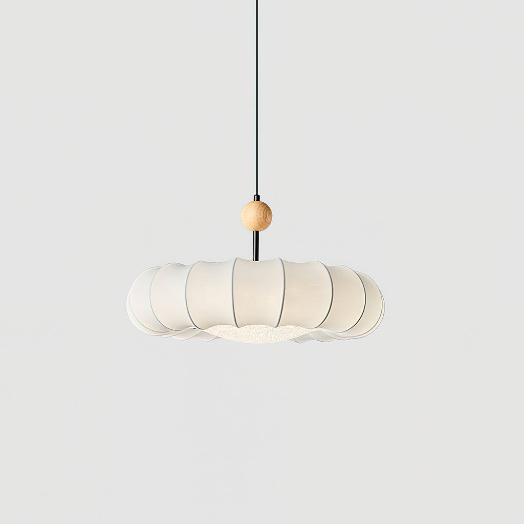 Virelli Lampe Pendante Abat-jour en Tissu Pétale Perle en Bois Wabi-Sabi Organique Cozy - Neutralighting