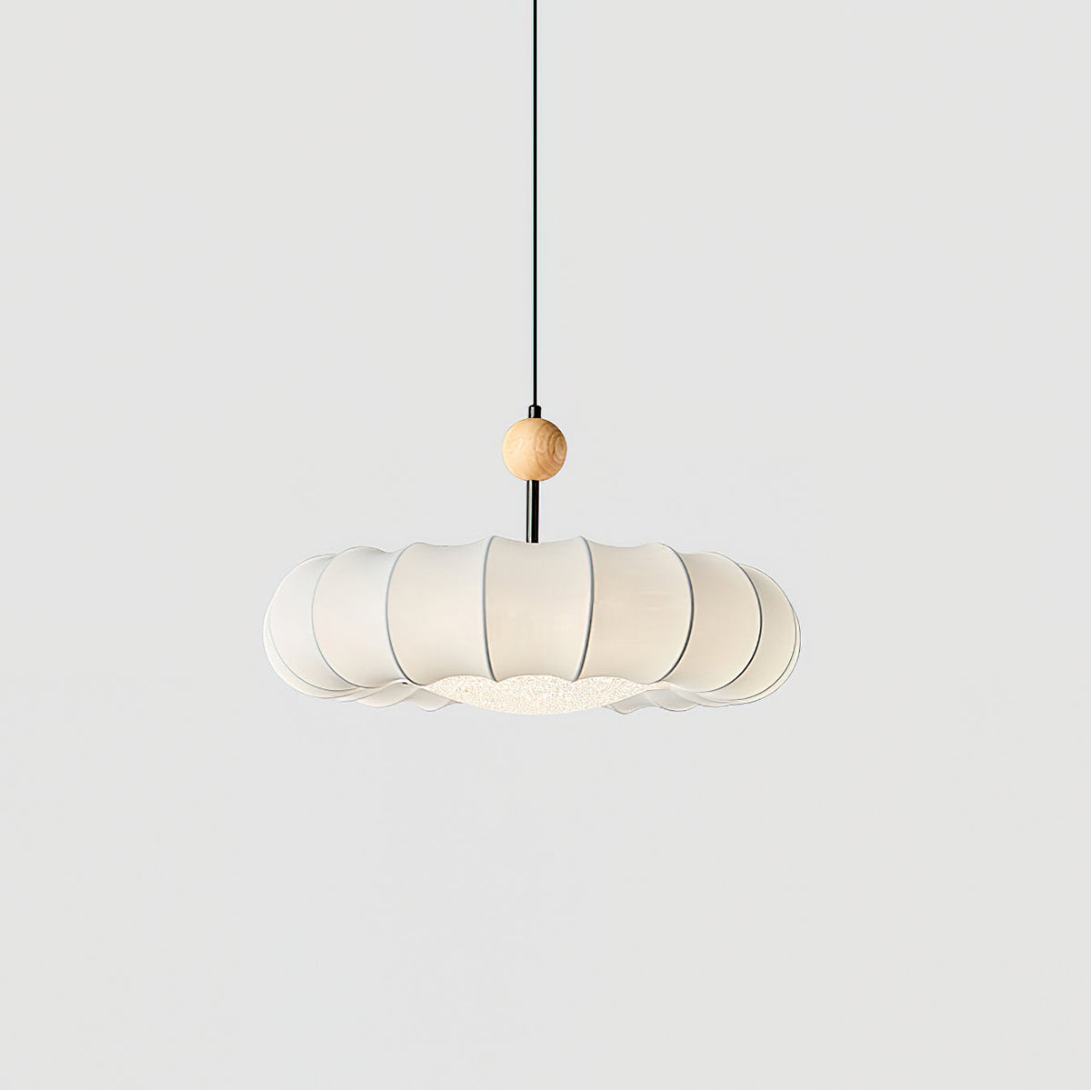 Virelli Lampe Pendante Abat-jour en Tissu Pétale Perle en Bois Wabi-Sabi Organique Cozy - Neutralighting
