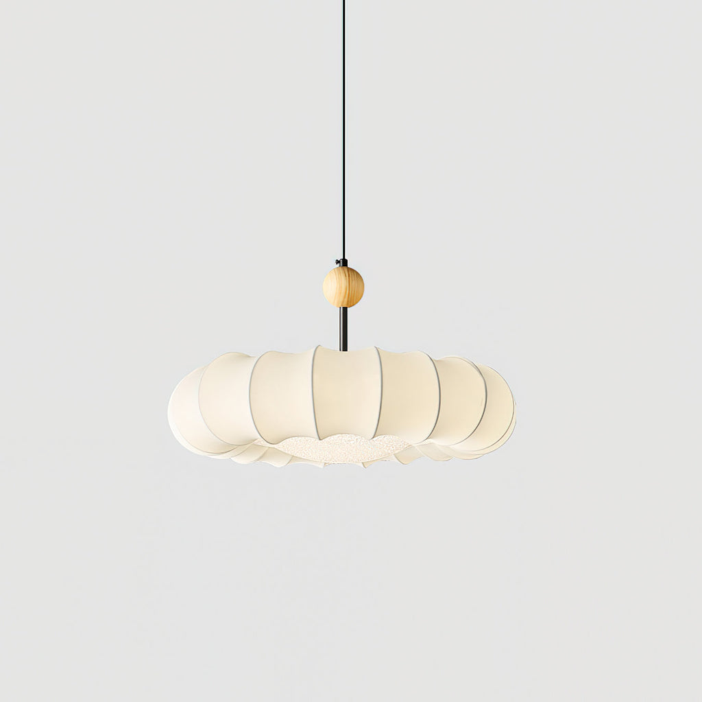 Virelli Lampe Pendante Abat-jour en Tissu Pétale Perle en Bois Wabi-Sabi Organique Cozy - Neutralighting