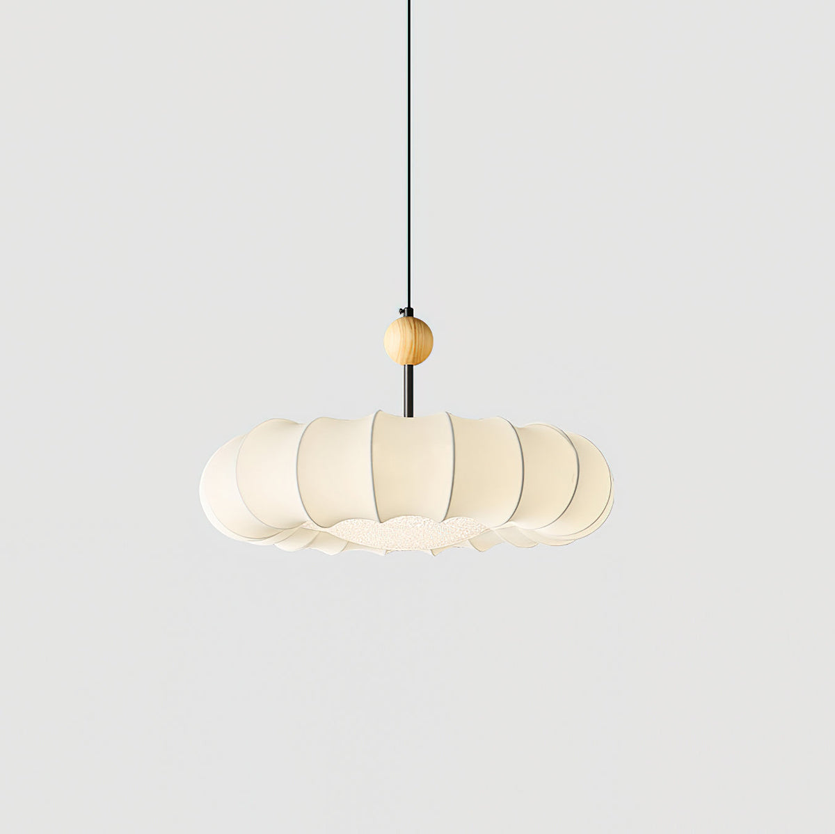 Virelli Lampe Pendante Abat-jour en Tissu Pétale Perle en Bois Wabi-Sabi Organique Cozy - Neutralighting