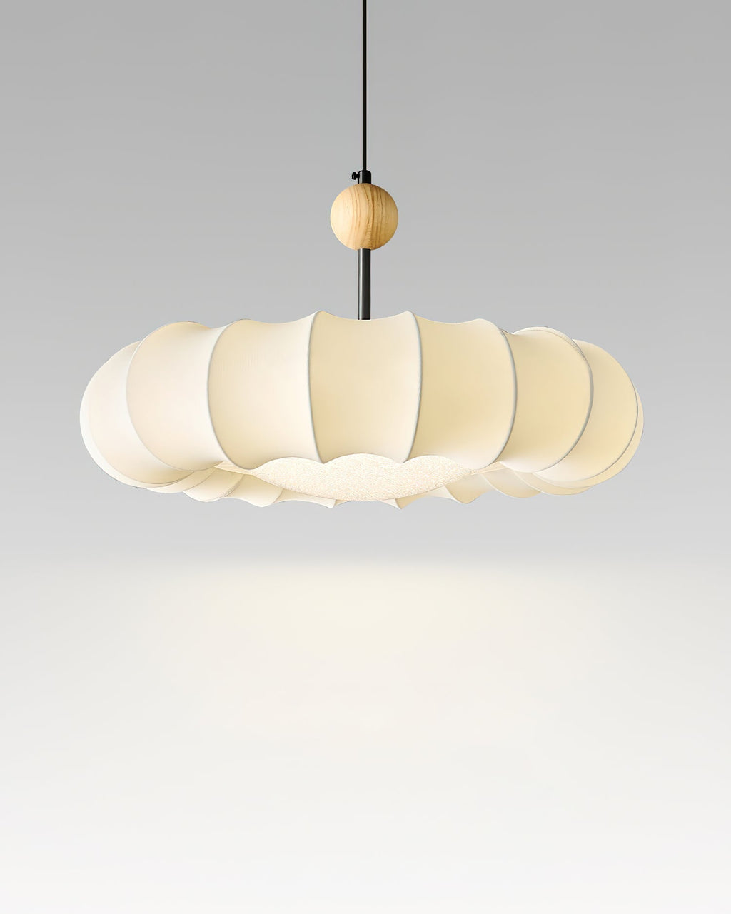 Virelli Lampe Pendante Abat-jour en Tissu Pétale Perle en Bois Wabi-Sabi Organique Cozy - Neutralighting