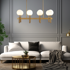 Kristy Luminaire LED Lustre Moderne Verre/Métal Doré/Blanc Salon - Neutralighting