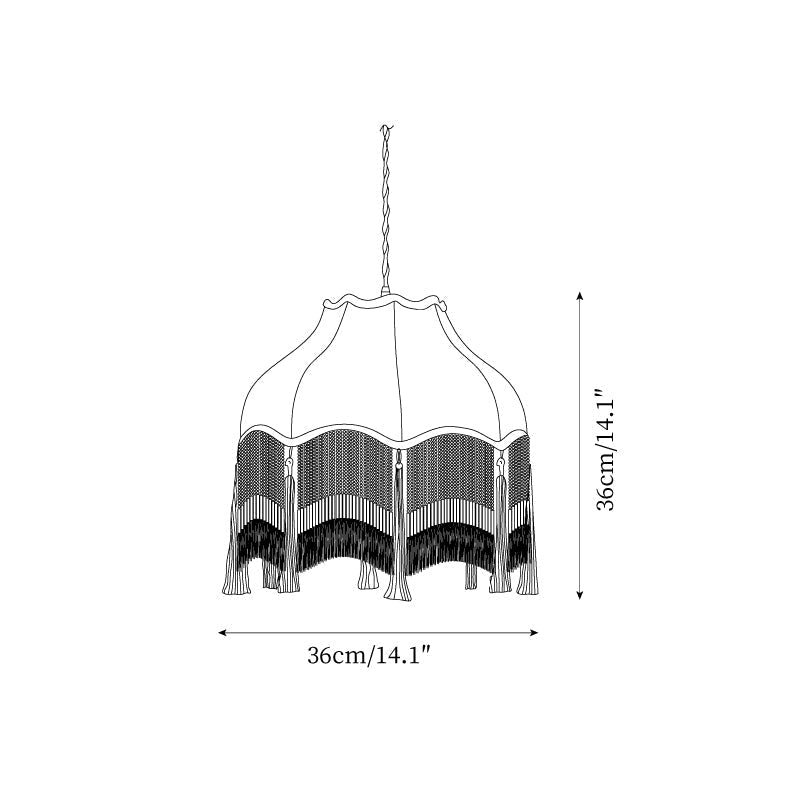 Angelika Suspension Lampe en Tissu Écaille Bambou Pompon - Neutralighting