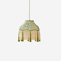 Angelika Suspension Lampe en Tissu Écaille Bambou Pompon - Neutralighting