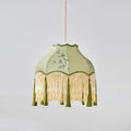 Angelika Suspension Lampe en Tissu Écaille Bambou Pompon - Neutralighting