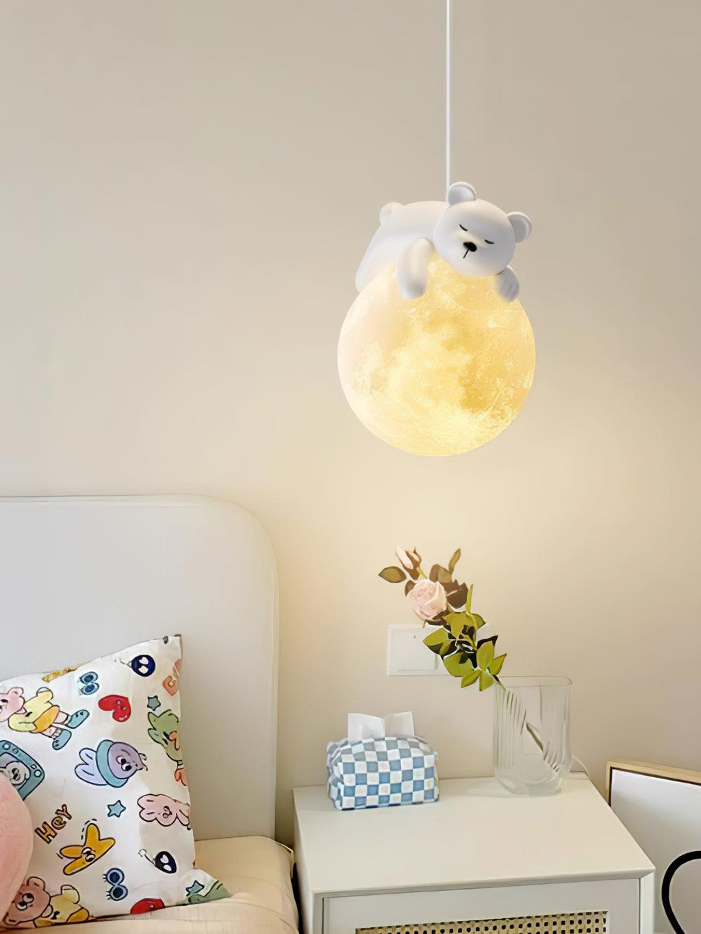 Lustra Suspension Lampe Ours Lune pour Chambre d'Enfant - Neutralighting