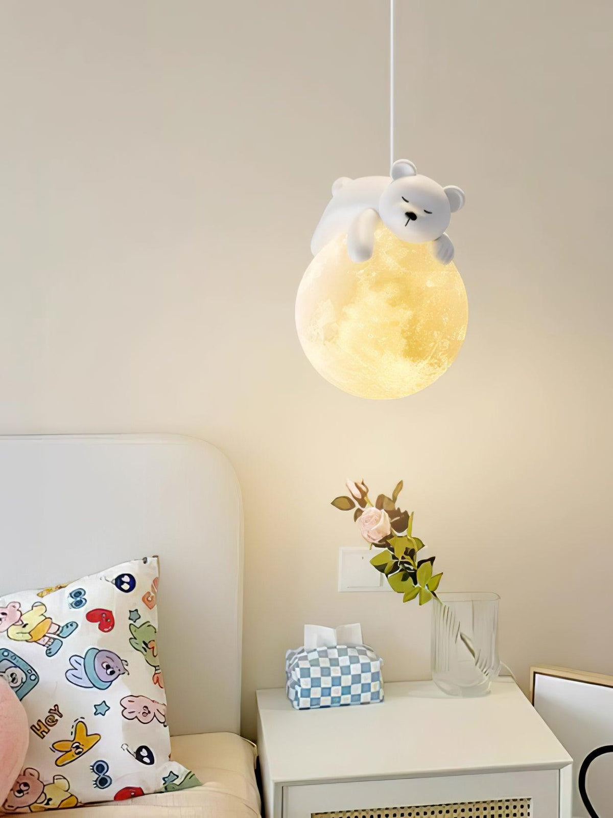Lustra Suspension Lampe Ours Lune pour Chambre d'Enfant - Neutralighting