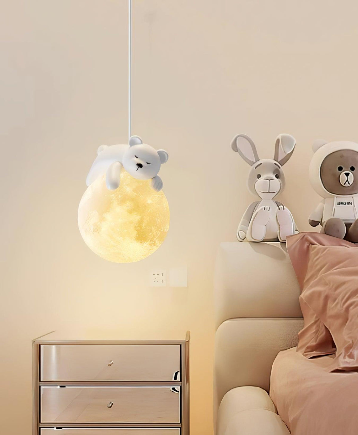 Lustra Suspension Lampe Ours Lune pour Chambre d'Enfant - Neutralighting