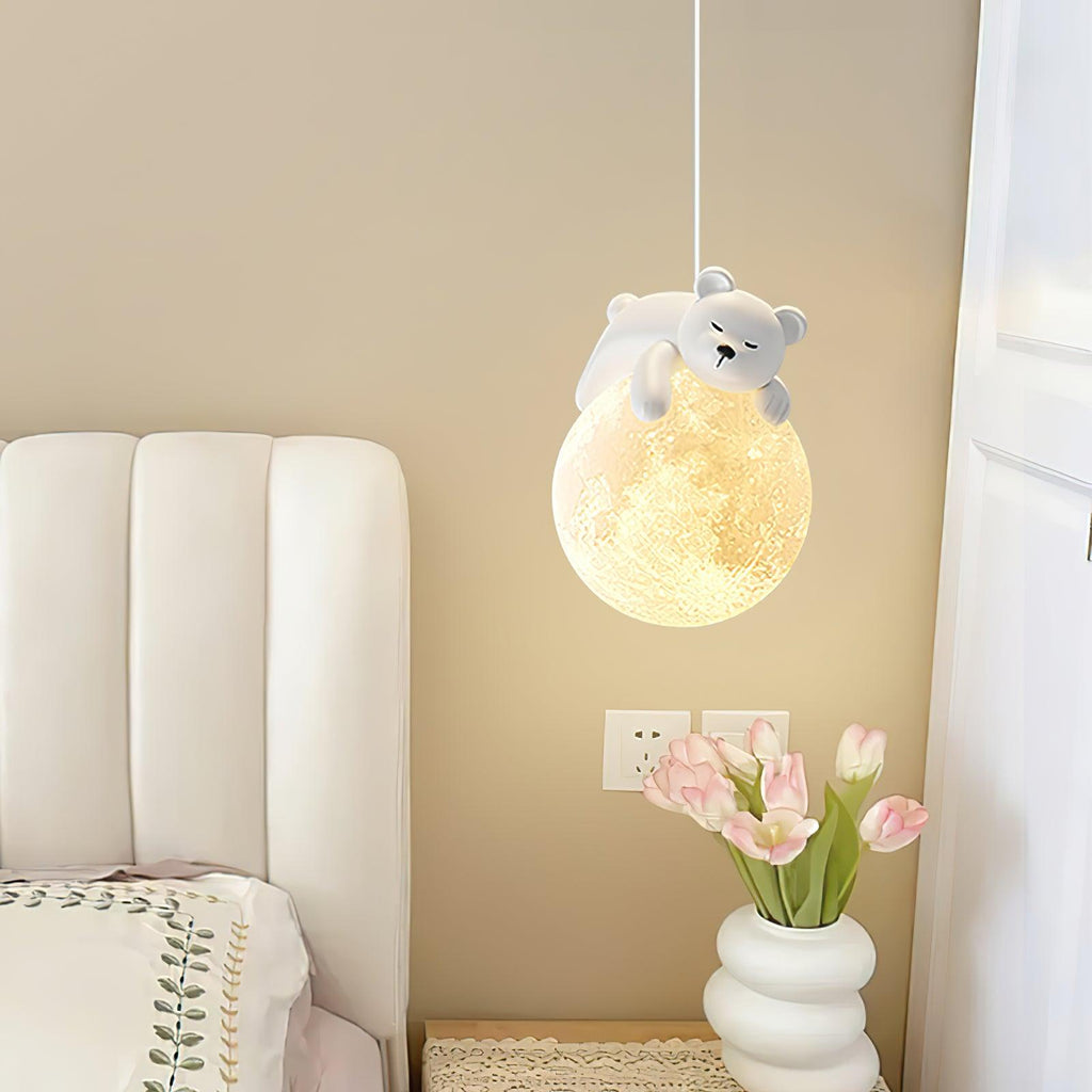Lustra Suspension Lampe Ours Lune pour Chambre d'Enfant - Neutralighting