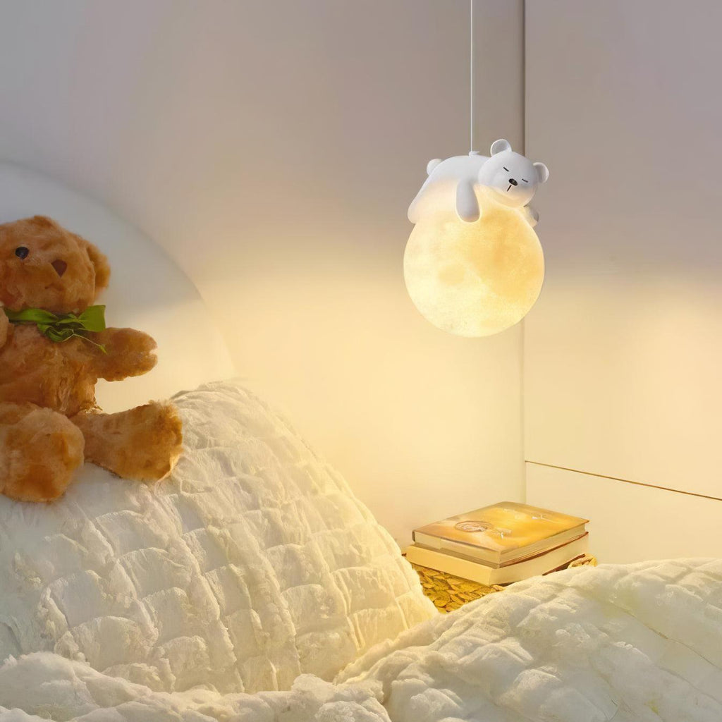 Lustra Suspension Lampe Ours Lune pour Chambre d'Enfant - Neutralighting