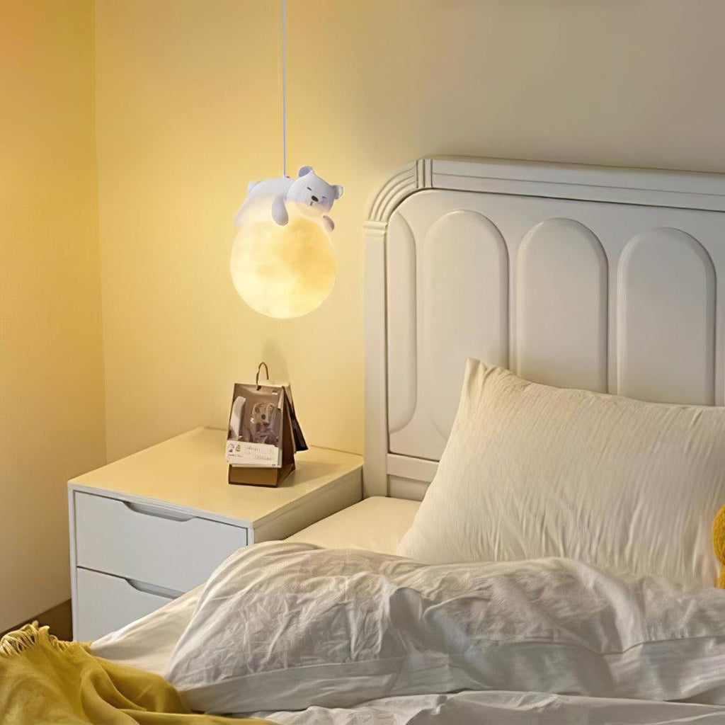 Lustra Suspension Lampe Ours Lune pour Chambre d'Enfant - Neutralighting