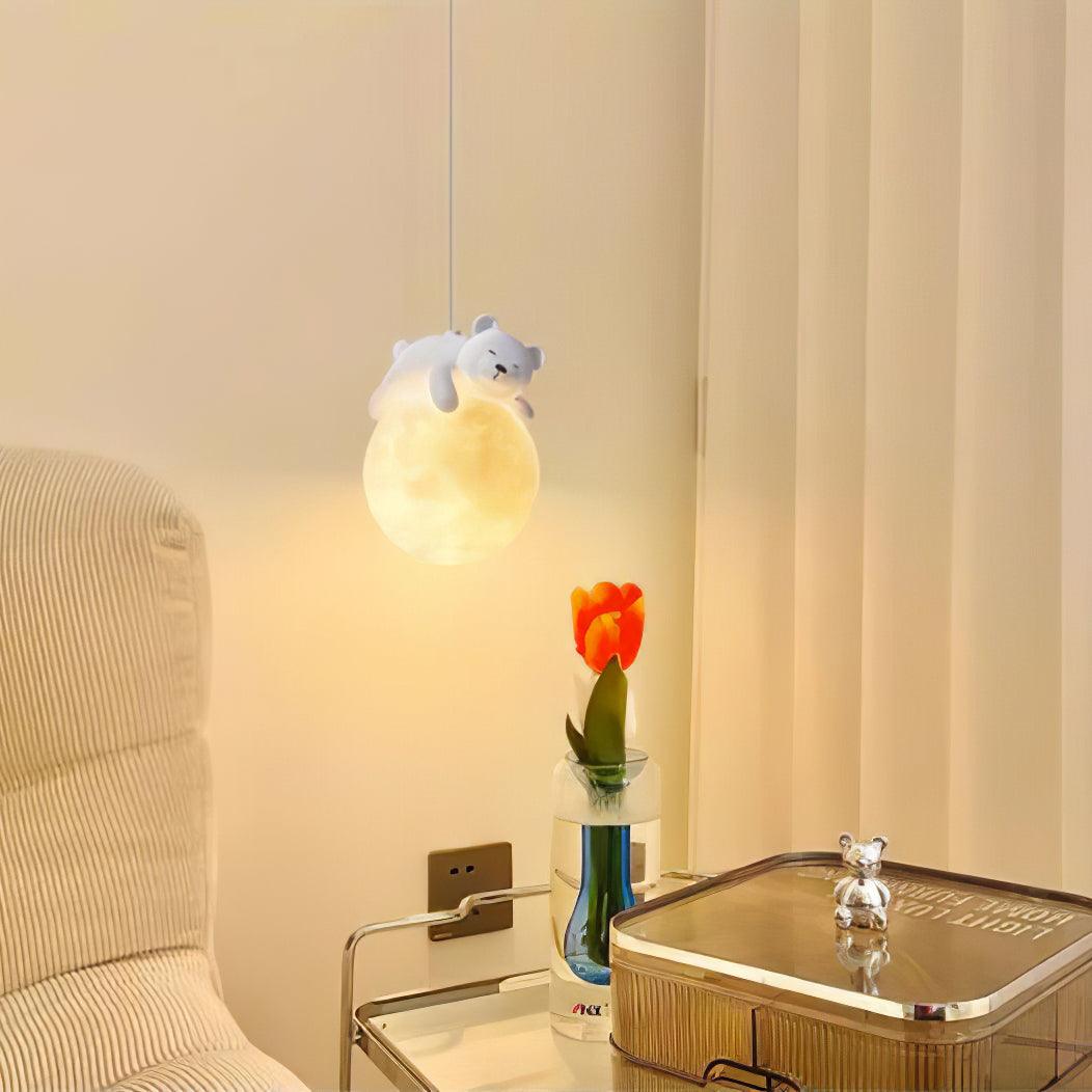 Lustra Suspension Lampe Ours Lune pour Chambre d'Enfant - Neutralighting