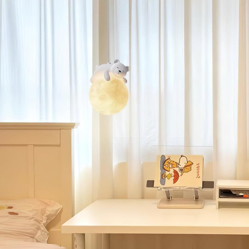 Lustra Suspension Lampe Ours Lune pour Chambre d'Enfant - Neutralighting