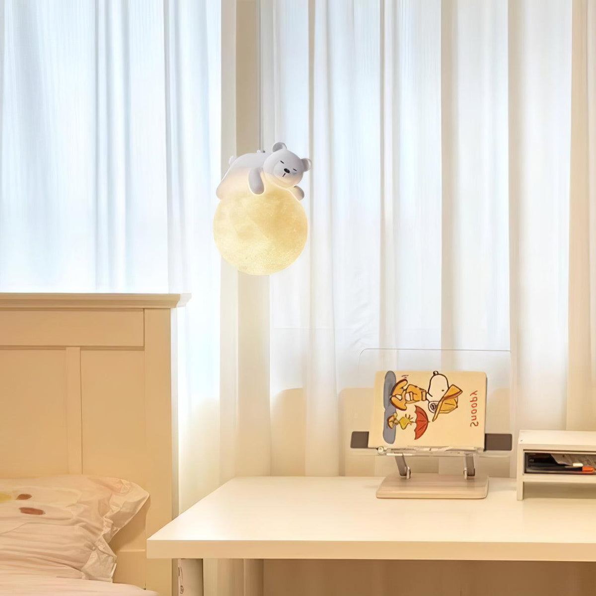 Lustra Suspension Lampe Ours Lune pour Chambre d'Enfant - Neutralighting