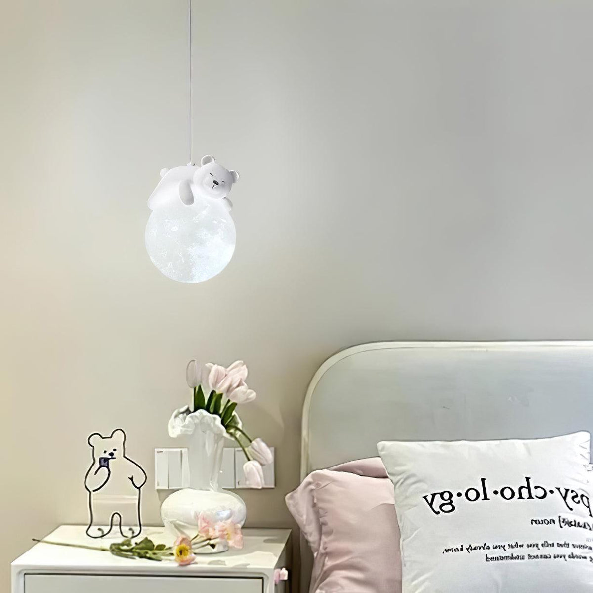 Lustra Suspension Lampe Ours Lune pour Chambre d'Enfant - Neutralighting
