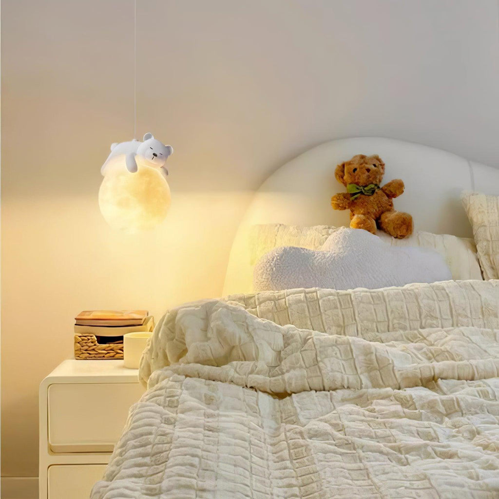 Lustra Suspension Lampe Ours Lune pour Chambre d'Enfant - Neutralighting