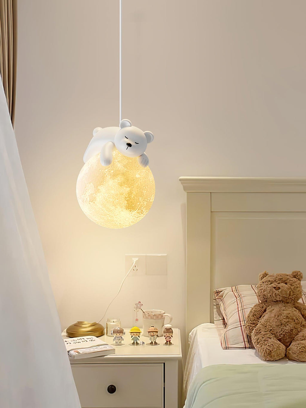 Lustra Suspension Lampe Ours Lune pour Chambre d'Enfant - Neutralighting