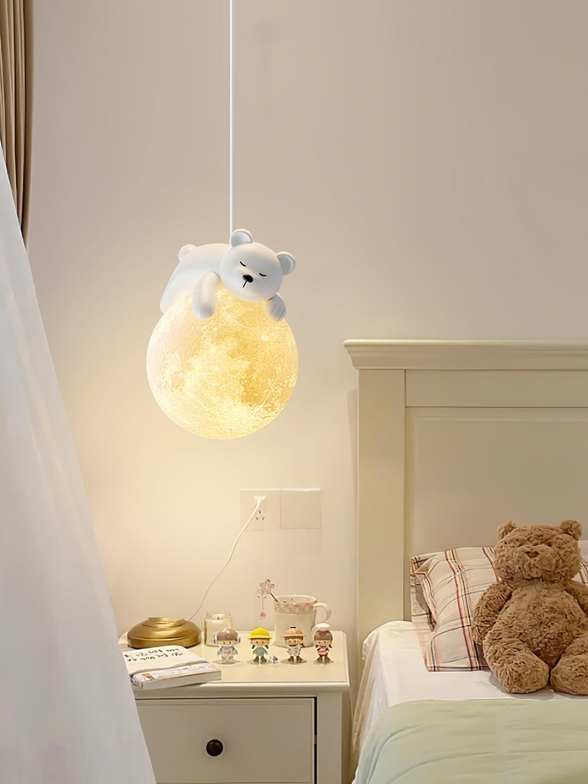 Lustra Suspension Lampe Ours Lune pour Chambre d'Enfant - Neutralighting