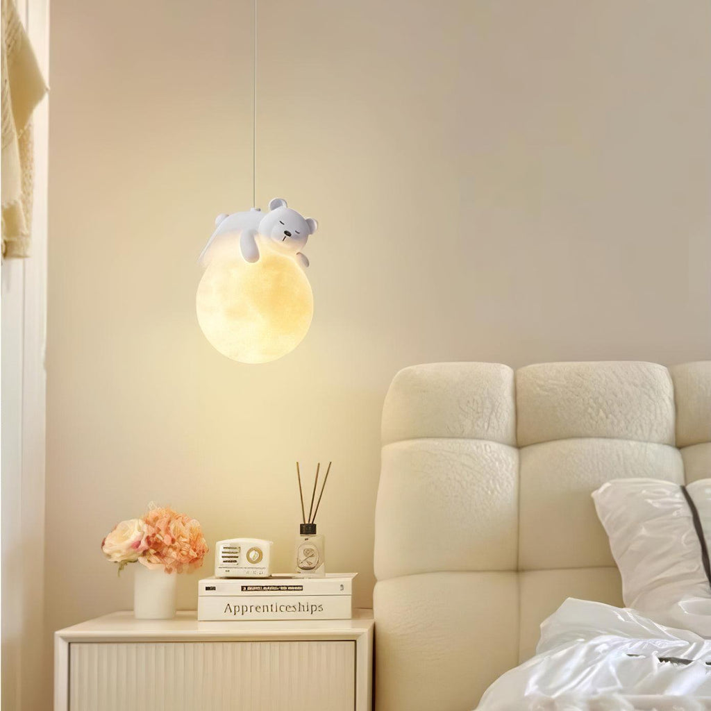 Lustra Suspension Lampe Ours Lune pour Chambre d'Enfant - Neutralighting