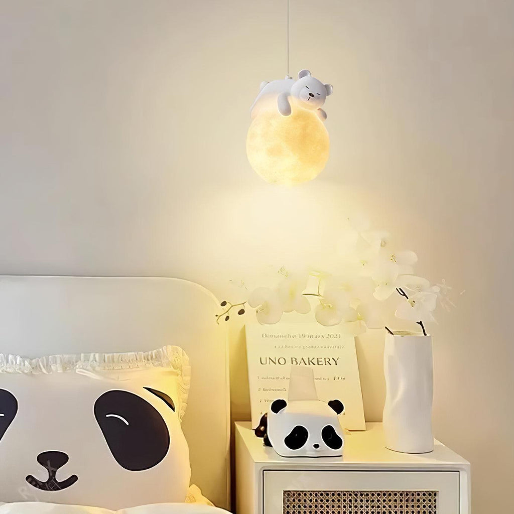 Lustra Suspension Lampe Ours Lune pour Chambre d'Enfant - Neutralighting