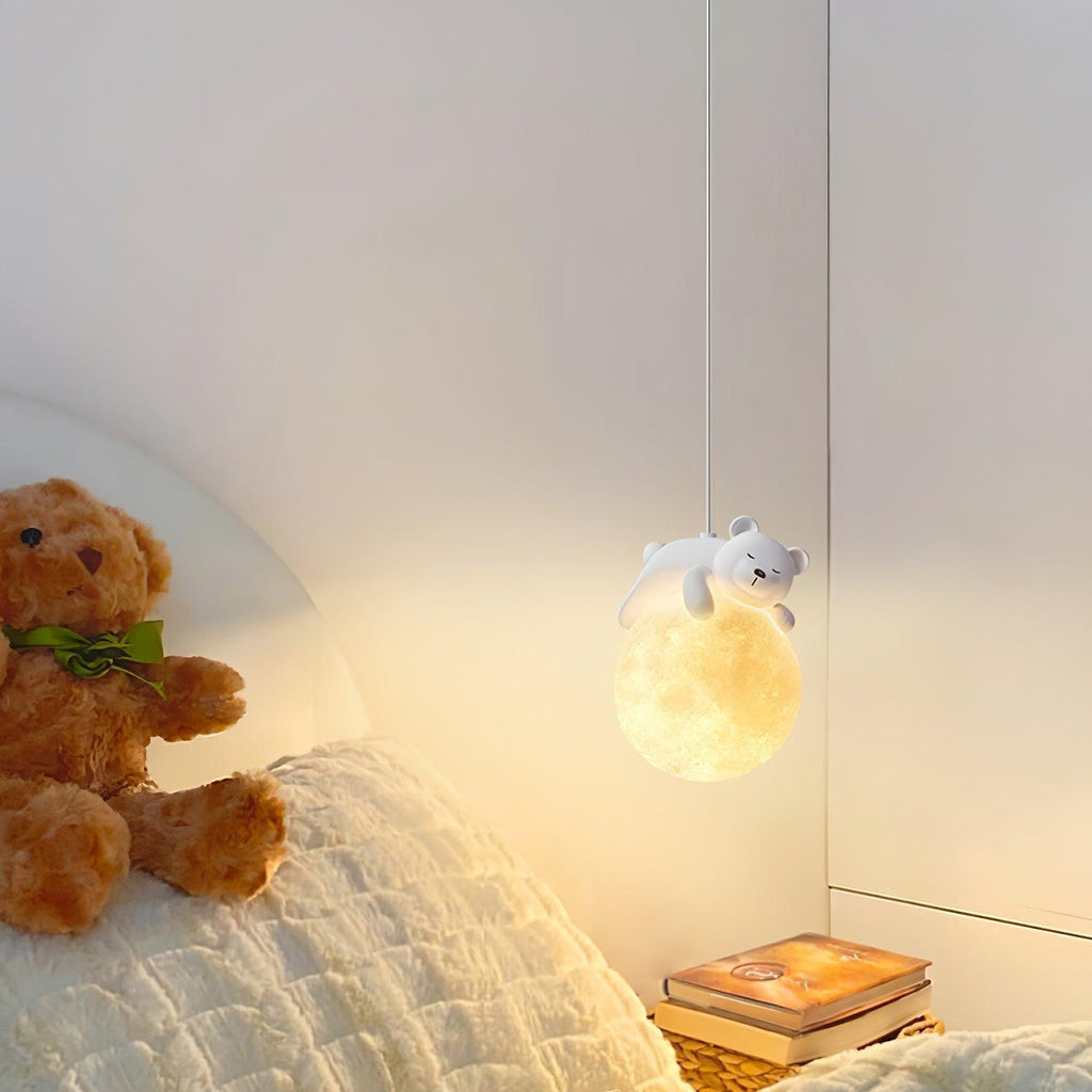 Lustra Suspension Lampe Ours Lune pour Chambre d'Enfant - Neutralighting
