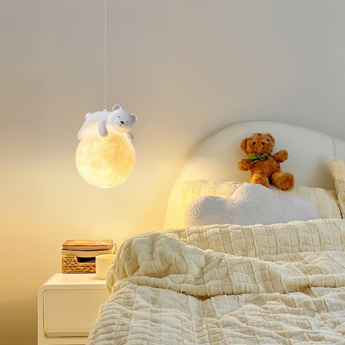 Lustra Suspension Lampe Ours Lune pour Chambre d'Enfant - Neutralighting