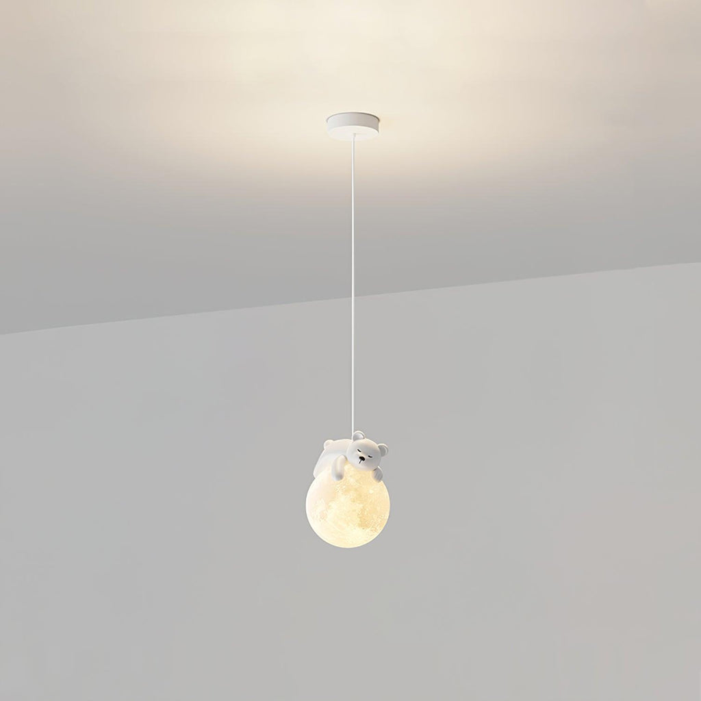 Lustra Suspension Lampe Ours Lune pour Chambre d'Enfant - Neutralighting