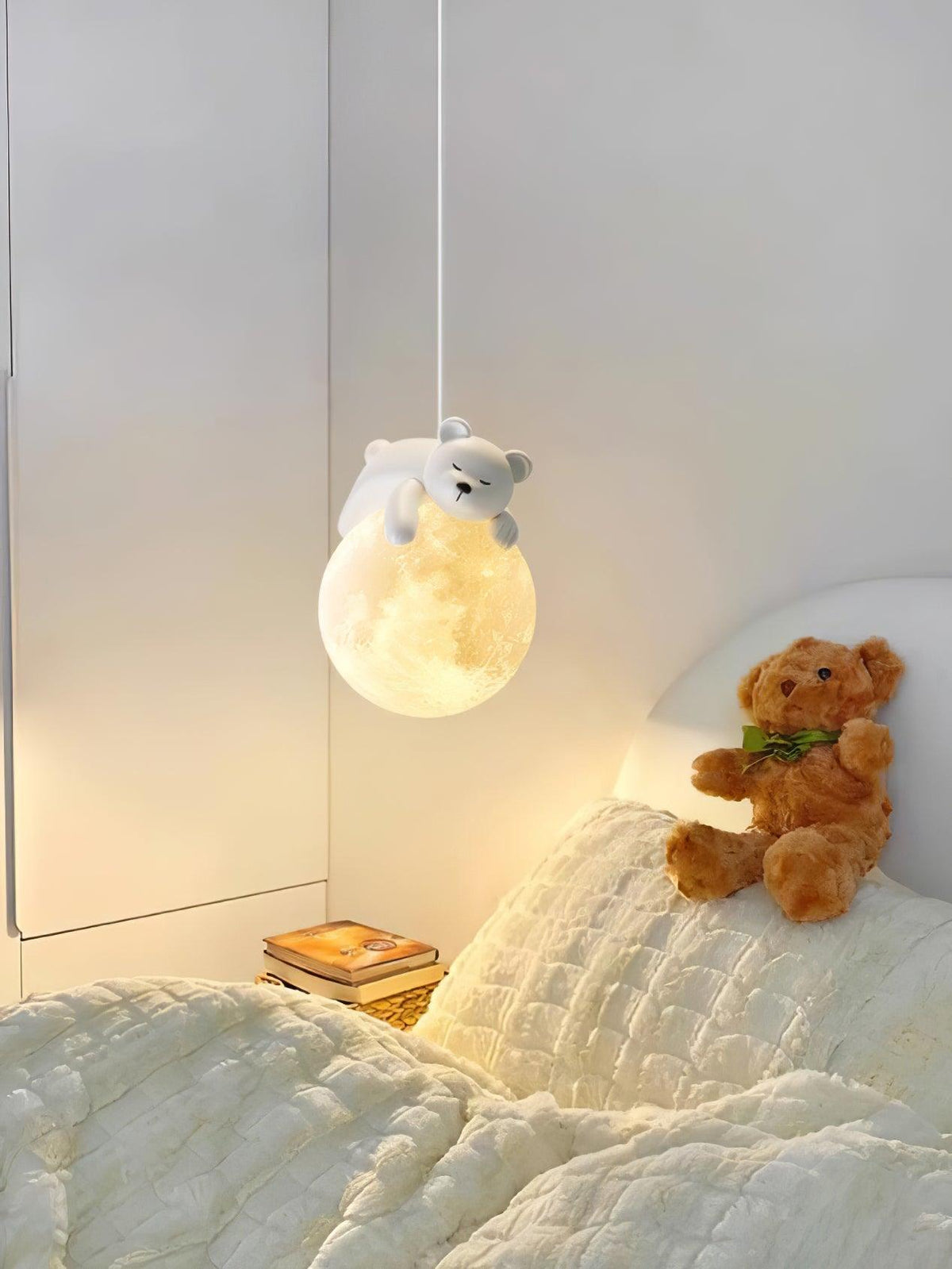 Lustra Suspension Lampe Ours Lune pour Chambre d'Enfant - Neutralighting
