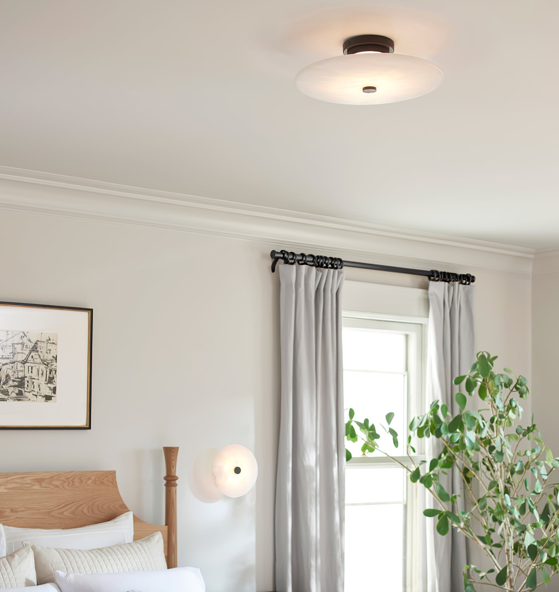 Jarnbruvyn Lampe de Plafond en Métal Laiton et Albâtre Moderne - Neutralighting