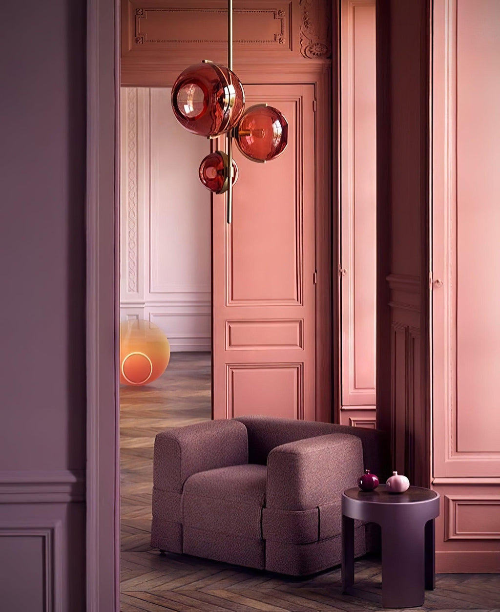 Lustra Chandelier Boule en Verre Ambre - Neutralighting