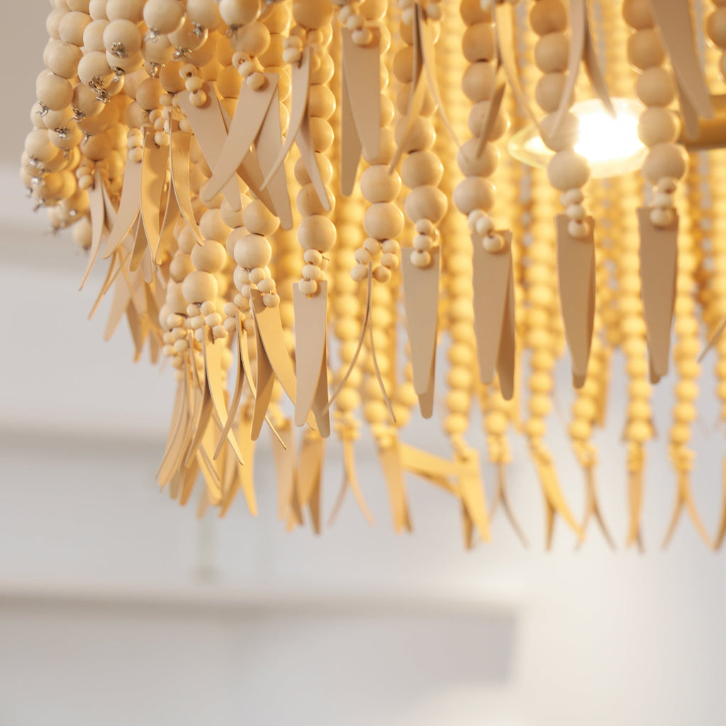 Odette Lustre en Bois et Perles de Noix de Coco - Neutralighting