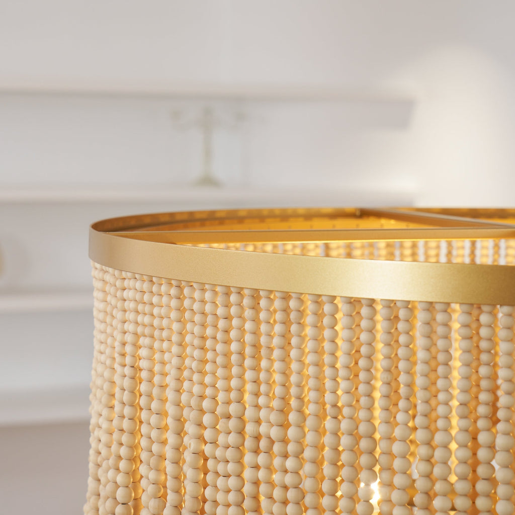 Odette Lustre en Bois et Perles de Noix de Coco - Neutralighting