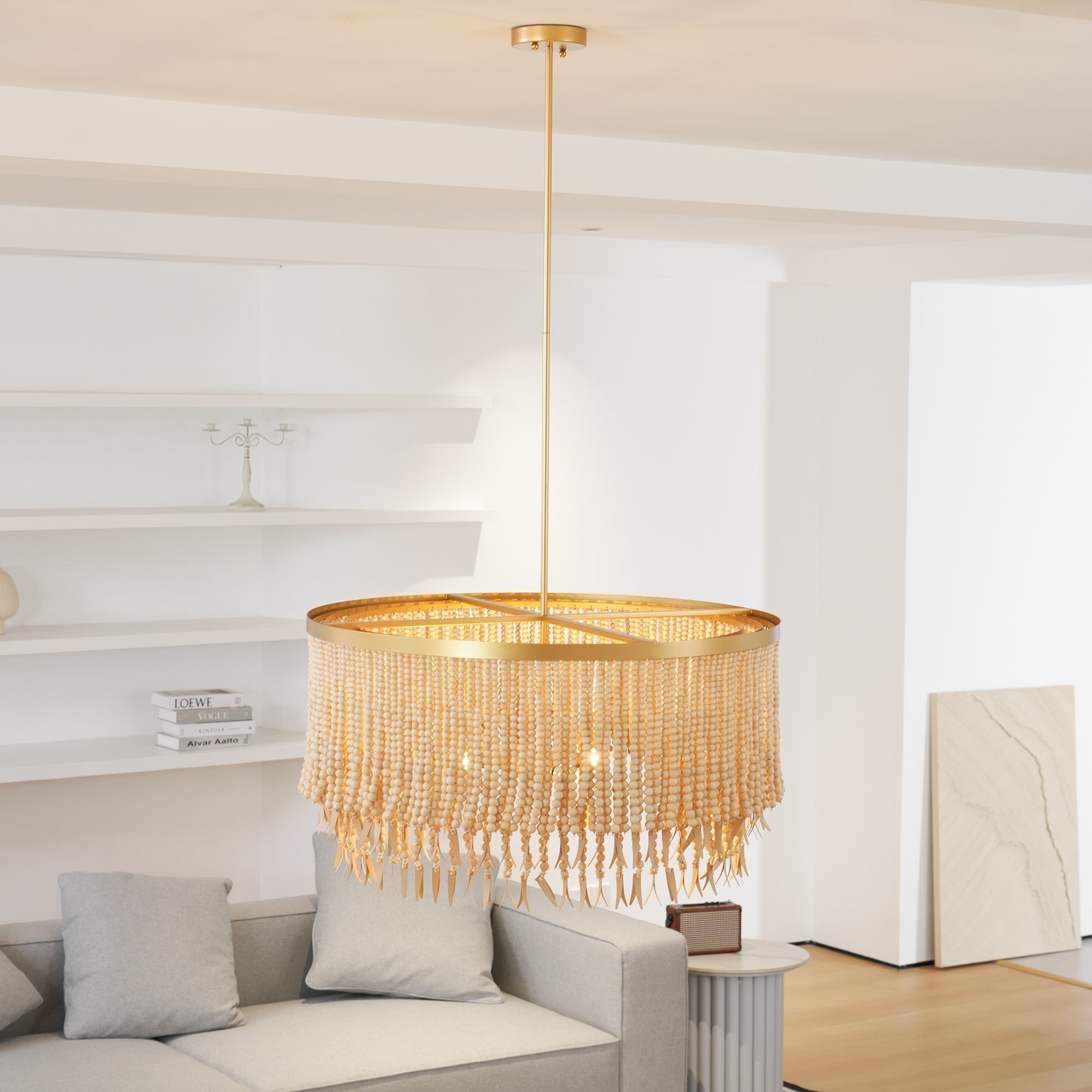 Odette Lustre en Bois et Perles de Noix de Coco - Neutralighting