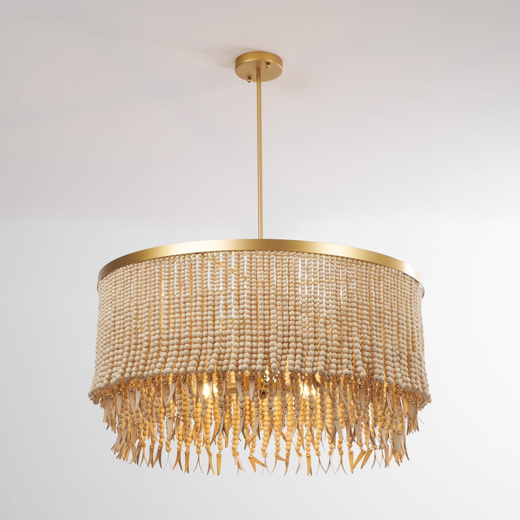 Odette Lustre en Bois et Perles de Noix de Coco - Neutralighting