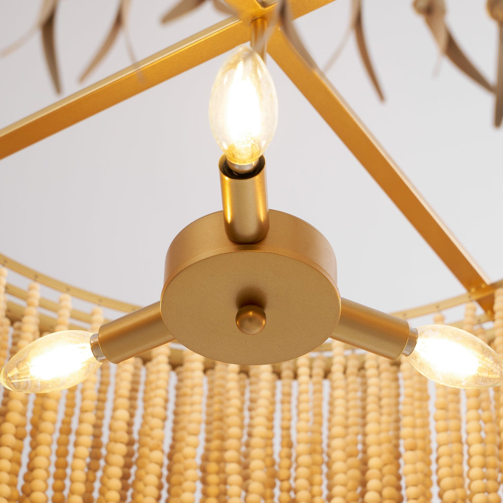 Odette Lustre en Bois et Perles de Noix de Coco - Neutralighting