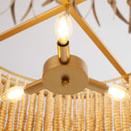 Odette Lustre en Bois et Perles de Noix de Coco - Neutralighting