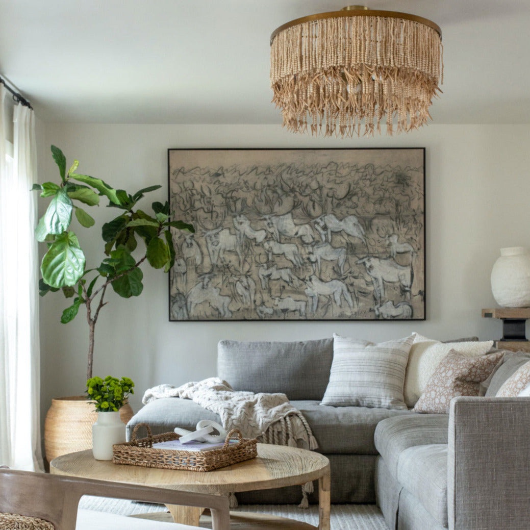 Odette Lustre en Bois et Perles de Noix de Coco - Neutralighting