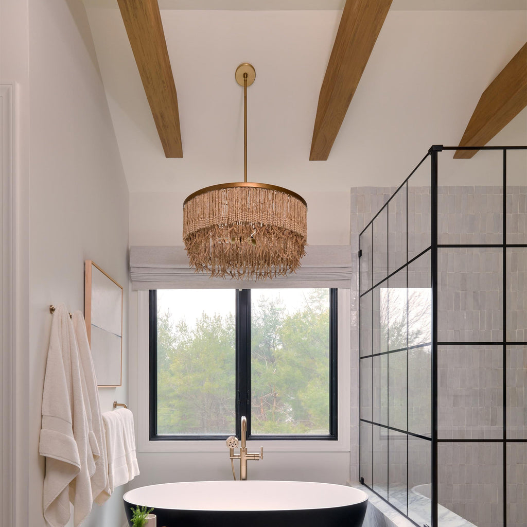 Odette Lustre en Bois et Perles de Noix de Coco - Neutralighting