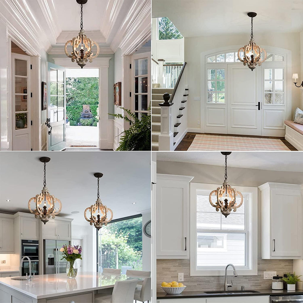 Lustra Chandelier en Bois Vintage - Neutralighting