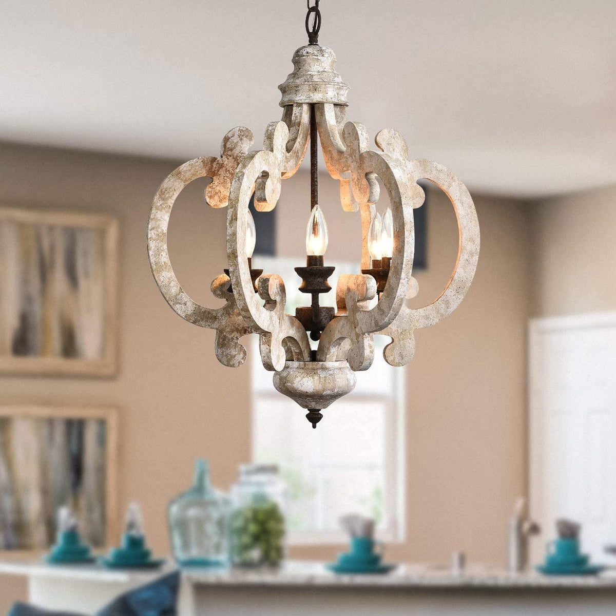 Lustra Chandelier en Bois Vintage - Neutralighting