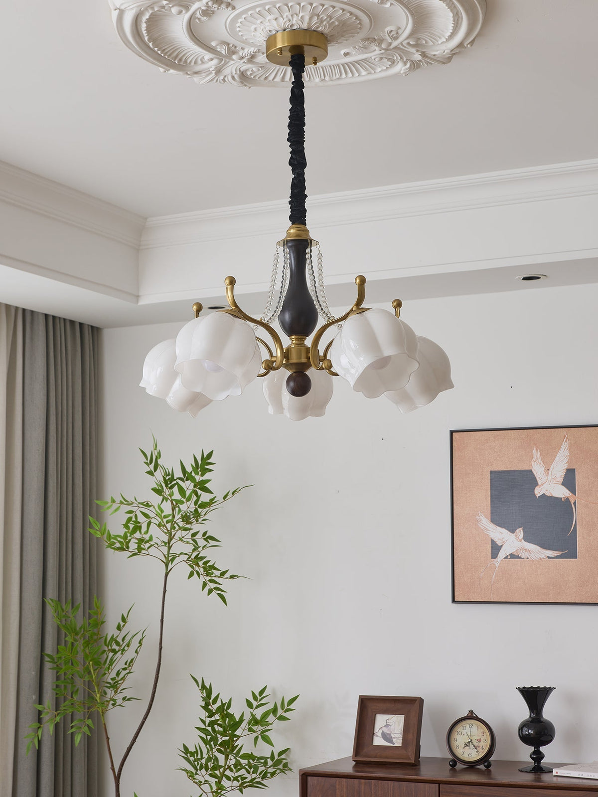 Lustra Chandelier Bois Verre Vintage - Neutralighting