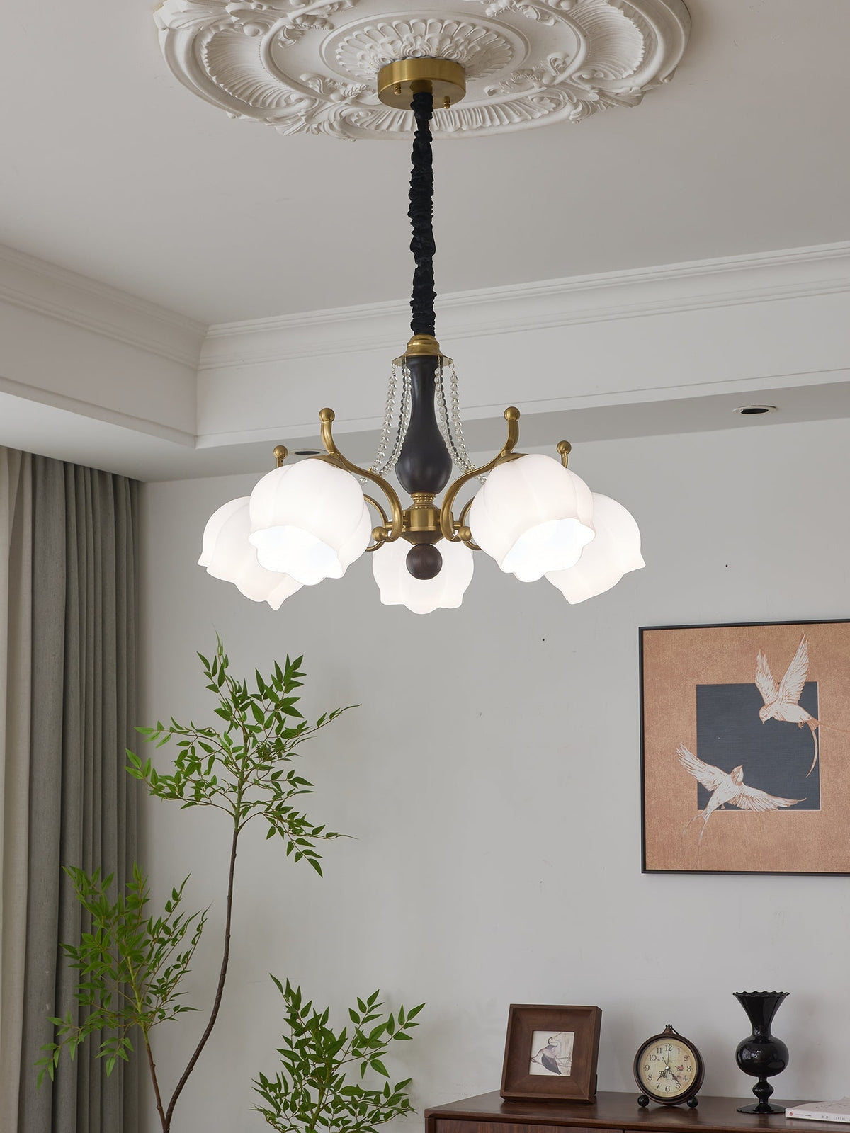 Lustra Chandelier Bois Verre Vintage - Neutralighting