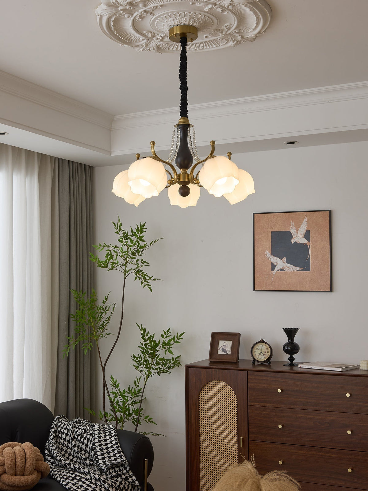Lustra Chandelier Bois Verre Vintage - Neutralighting